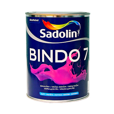 Латексна фарба Sadolin Bindo 7 для стін та стелі, біла, BW, 1 л