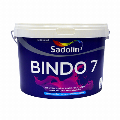 Латексна фарба Sadolin Bindo 7 для стін та стелі, біла, BW, 2.5 л