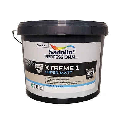 Фарба на водній основі Sadolin Professional Xtreme 1 для стелі, біла, BW, 2.5 л