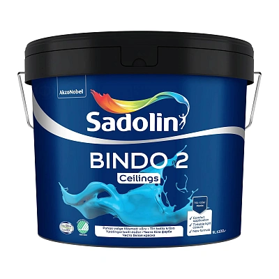 Емульсійна фарба Sadolin Bindo 2 для стелі, яскраво-біла, BW, 9 л