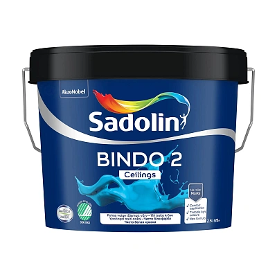 Емульсійна фарба Sadolin Bindo 2 для стелі, яскраво-біла, BW, 2.5 л