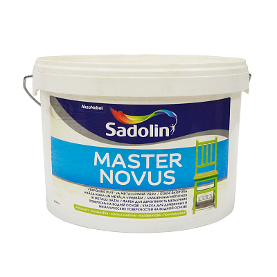 Алкідна фарба Sadolin Master Novus для дерева та металу, напівматова, біла, BW, 10 л