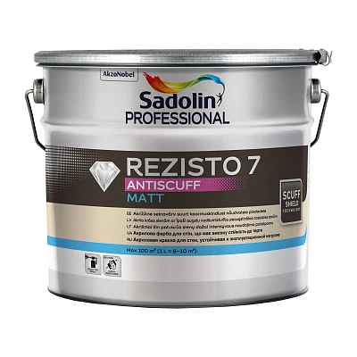 Акрилова фарба Sadolin Professional Rezisto 7 Antiscuff для стін, зносостійка, безбарвна, BC, 9.3 л