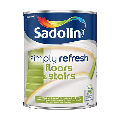Фарба 2-в-1 Sadolin Simply Refresh Floors & Stairs для підлоги та сходів, напівматова, біла, BW, 0.9 л