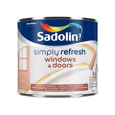 Фарба 2-в-1 Sadolin Simply Refresh Windows & Doors для вікон і дверей, напівматова, безбарвна, BC, 0.465 л
