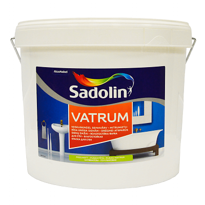 Акрилова фарба Sadolin Vatrum для стін та стелі вологостійка, біла, BW, 10 л