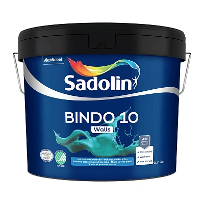 Емульсійна фарба Sadolin Bindo 10 для стін, біла, BW, 9 л