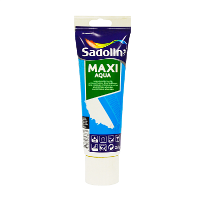 Дрібнозерниста вологостійка легка шпаклівка Sadolin Maxi Aqua для стін та стелі, сіра, 250 г