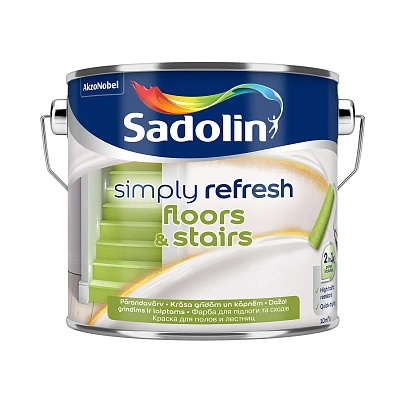 Фарба 2-в-1 Sadolin Simply Refresh Floors & Stairs для підлоги та сходів, напівматова, безбарвна, BC, 2.33 л