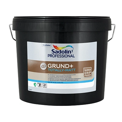 Ґрунтувальна фарба на водній основі Sadolin Grund+ для стін та стелі, біла, BW, 10 л